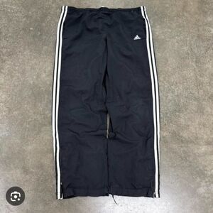 Medium Adidas Track Pants Signature White Stripes Athletic Pockets Blokecore Y2k